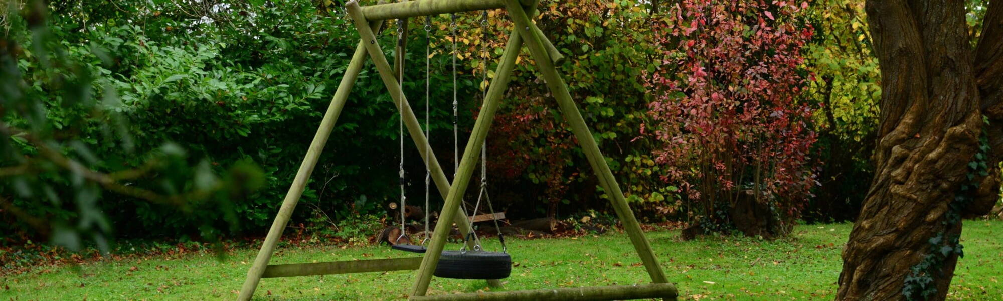 Swing set in a garden